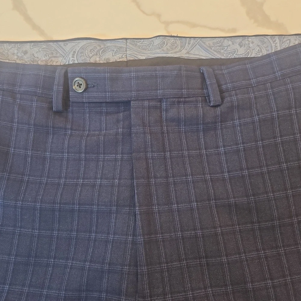 Lauren Ralph Lauren Mens Plaid Preppy Heritage Blue Trouser Pants Size 42
